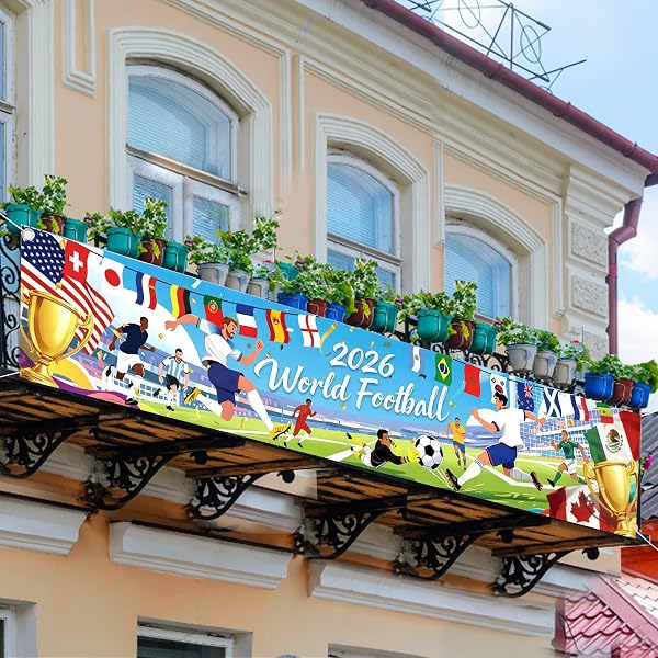 AhfuLife Toile de Fond pour Coupe du Monde de Football 2026, Bannière de Fond de Mondial 2026, Décorations de Fête de Coupe du Monde, 48 Équipes en Tissu pour Jardin, Maison, Intérieur et Extérieur - 4