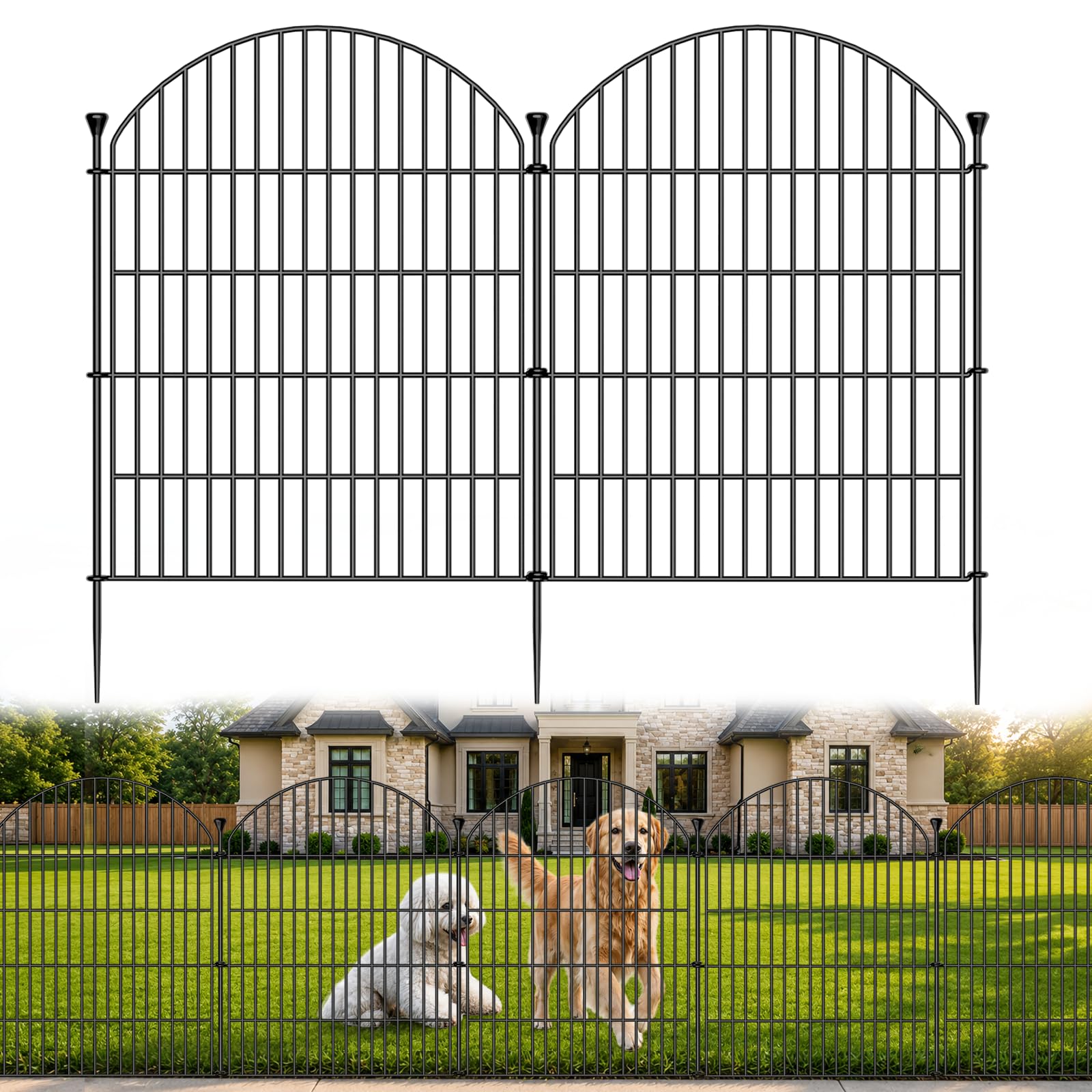 Photo 1 of 12 Pack No Dig Decorative Garden Fence Panels, 32in(H) x 29ft(L), Dog Fence Outdoor for Yard, Rustproof Metal Animal Barrier for Rabbits & Flowers, Temporary Fencing for Patio, RV