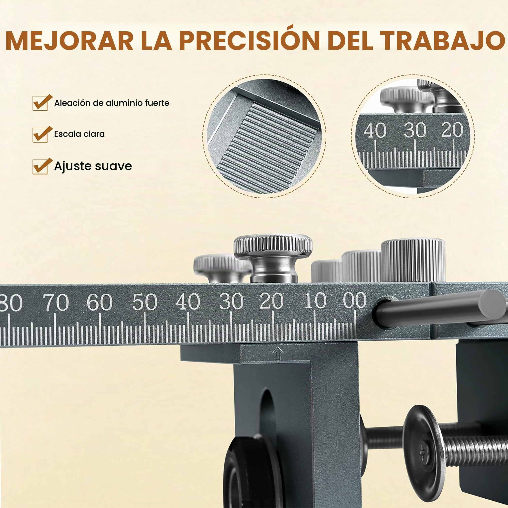 Guía de Taladro para Herramienta 6/8/10 mm 3 En 1, con Pinza de Posicionamiento Perforadora de Guía de Perforación Ajustable, Kit de Guía de Brocas con Varilla de Extensión de 300 mm(XL)