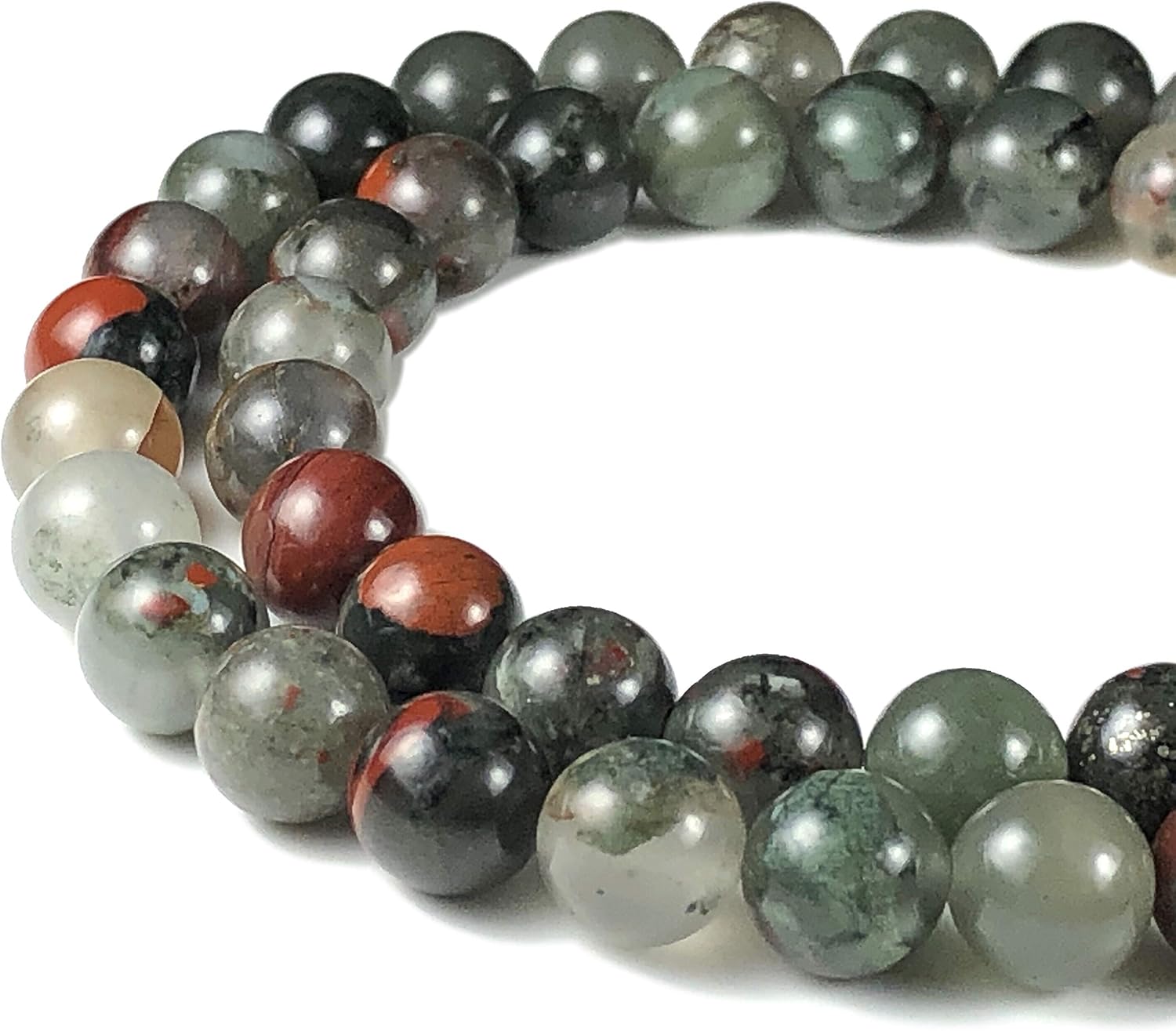 ABCGEMS African Setonite Beads (AKA Blood Stone- Mohs Hardness 7) Healing  Chakra Energy Crystal Stone Ideal fo