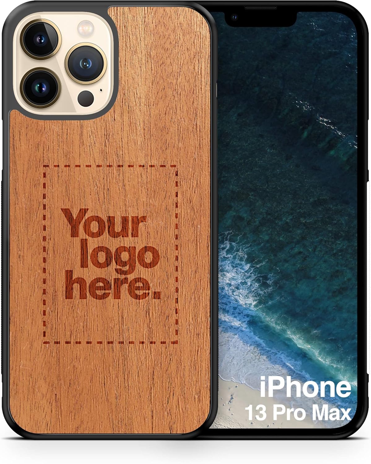 WUDN Custom Wooden Phone Case (MagSafe Custom Mahogany) Compatible with iPhone 13 Mini with MagSafe