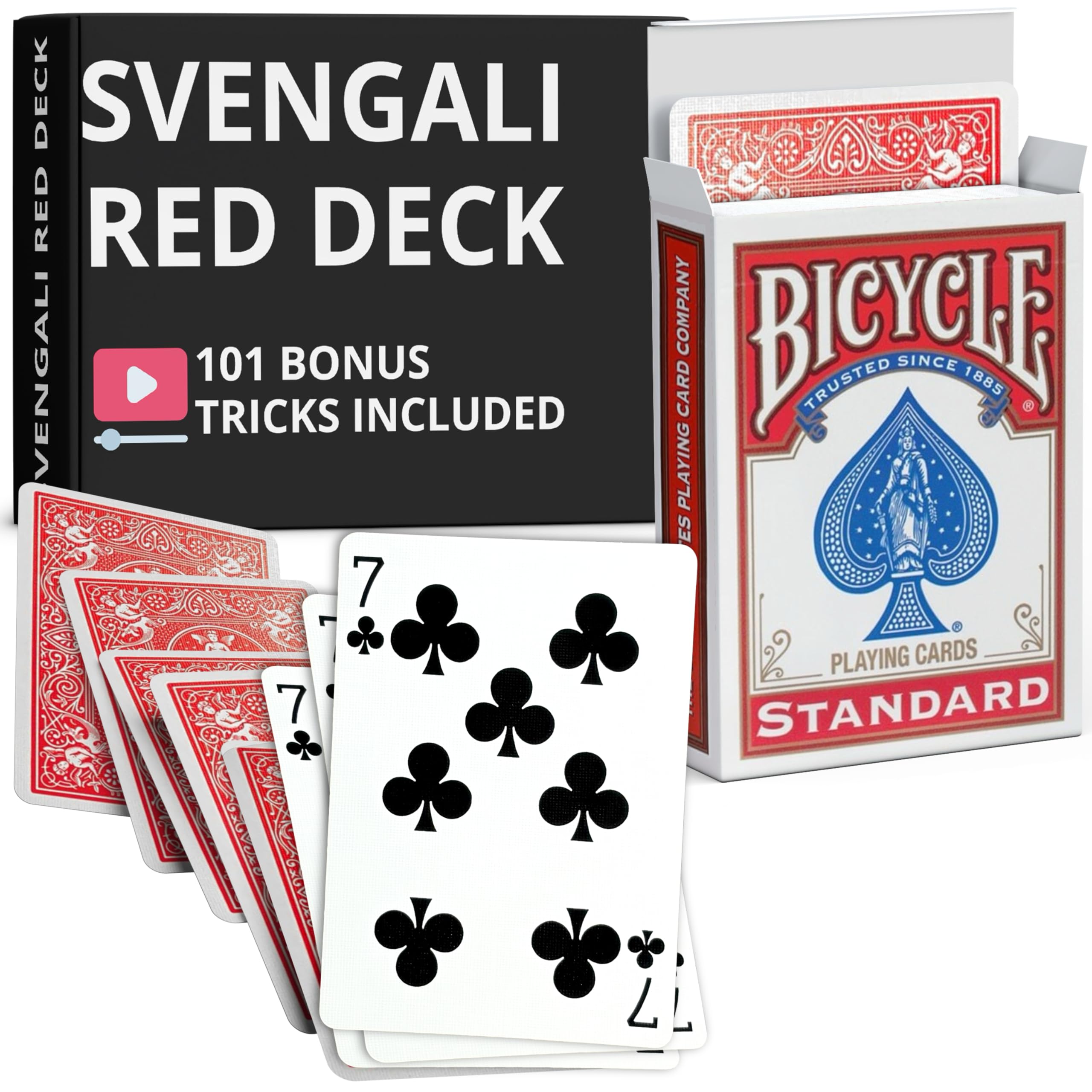Ted's Sterling Magic Red Bicycle Rider Back 7 of Clubs Svengali Deck