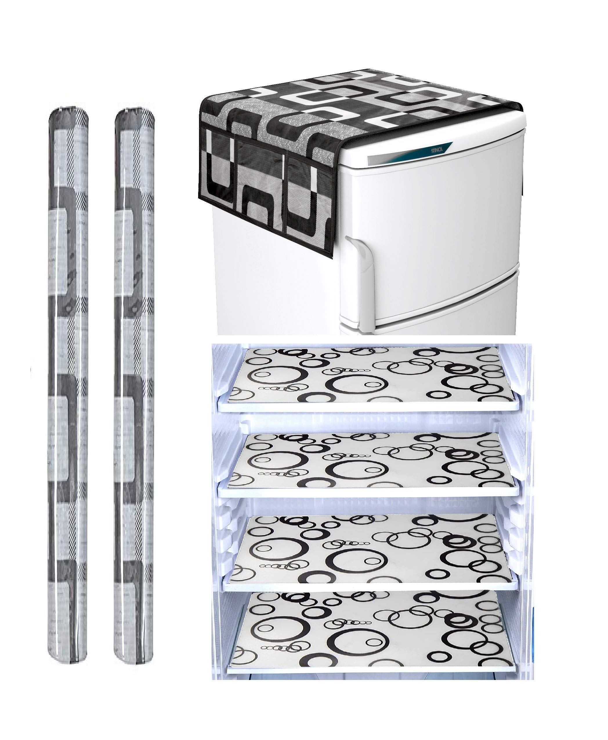 Factcore Combo of Exclusive Decorative Kitchen Combo Fridge Top Cover(21 X 39 Inches), Fridge Handle Covers (12 X 6 Inches)+ 4 Fridge Mats (11 X 17 Inches), 7 Piece Set(Black Box Combo) (B08H3GYNLC) Amazon Price History, Amazon Price Tracker