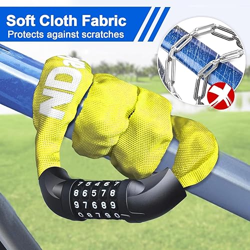 Miniatura 30 de NDakter Cerradura de cadena, combinación de 5 dígitos, resistente, antirrobo, 3.2 pies de largo, con reinicio, para bicicleta, motocicleta, scooter