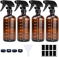SUXNOS Barna Üveg Szórópalack Szett 500 ml - 4 db Újratölthető Permetező Állítható Fejjel Növényekhez, Virágokhoz, Fodrászathoz és Aromaterá 1