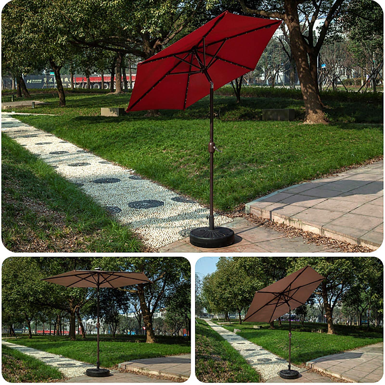 Parasol Ogrodowy Duży Parasol Ogrodowy O Długości 9 Stóp, Uchylny Parasol Stołowy Z Korbą, Poliester Uv50+ Przy Basenie/Podwórzu, Ośmiokątny Baldachim