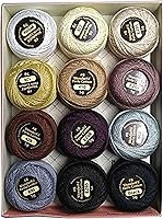 Wonderfil Eleganza #8 Perle Cotton Embroidery Thread Sampler - 12 Neutral Shades for Applique, Sashiko & Hand Embroidery