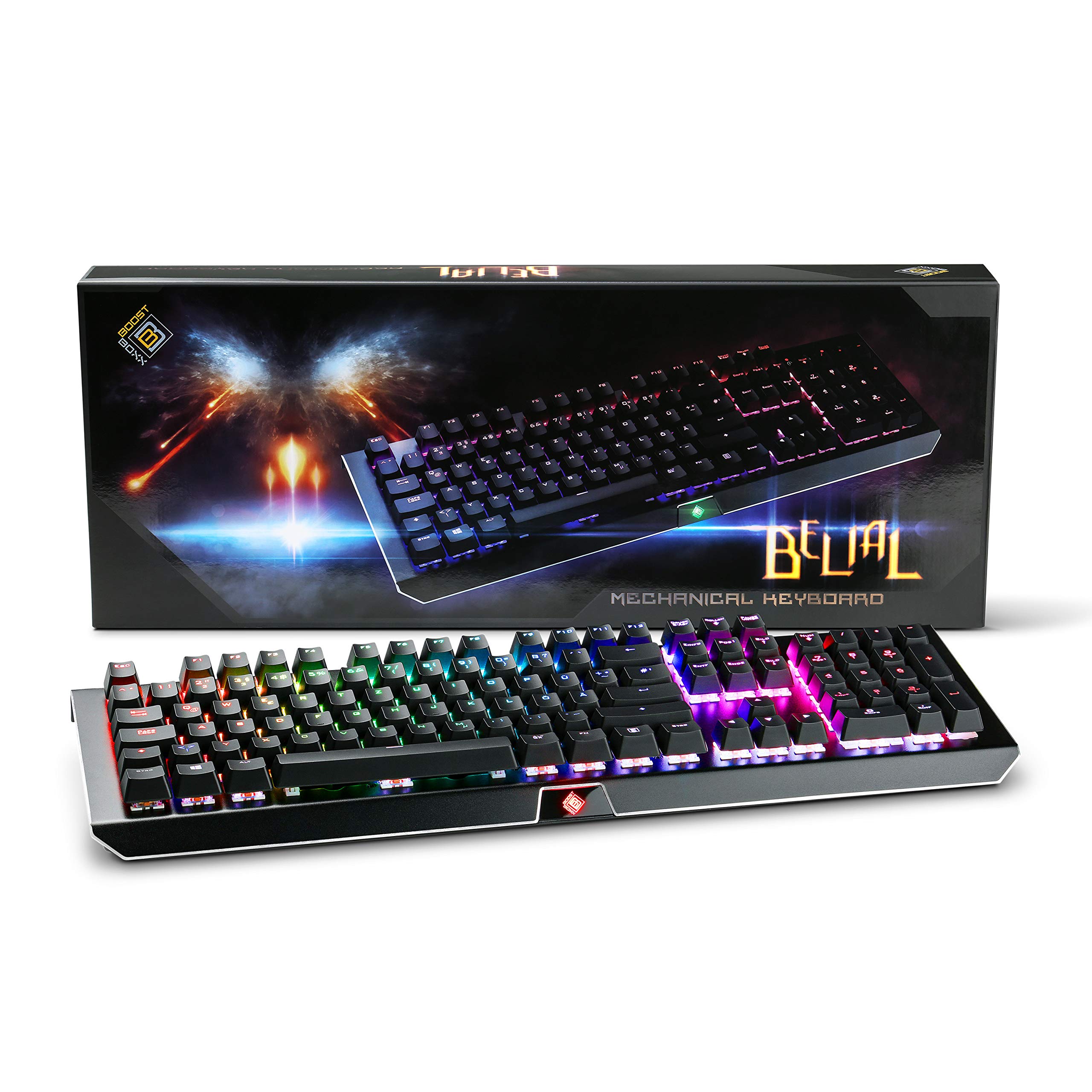 BoostBoxx Belial - mechanische Gaming-Tastatur mit LED-Beleuchtung | RGB | schwarz | QWERTZ-Tastenlayout | Anti-Ghosting
