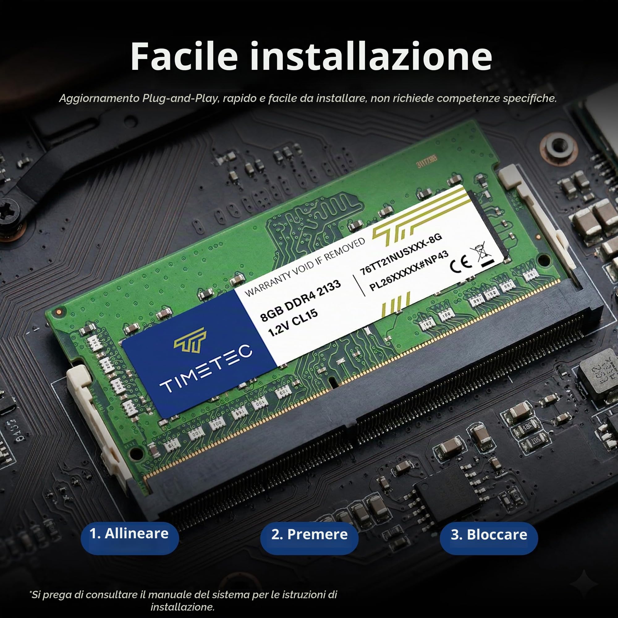 Timetec 8GB DDR4 2133MHz (PC4-2133P) PC4-17000 SODIMM RAM per laptop, mini PC e computer All-in-One – Non-ECC Unbuffered, 260 pin, 1,2V CL15 modulo di memoria