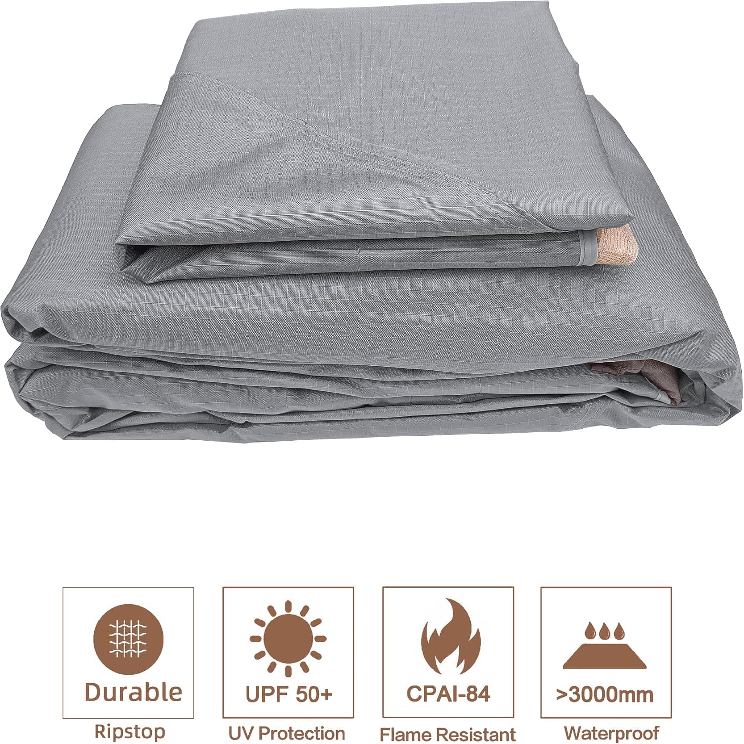 SCOCANOPY Gray Ripstop Replacement Cover for Lowe's Allen Roth 10X12 Gazebo Model #TPGAZ17-002C,TPGAZ17-002