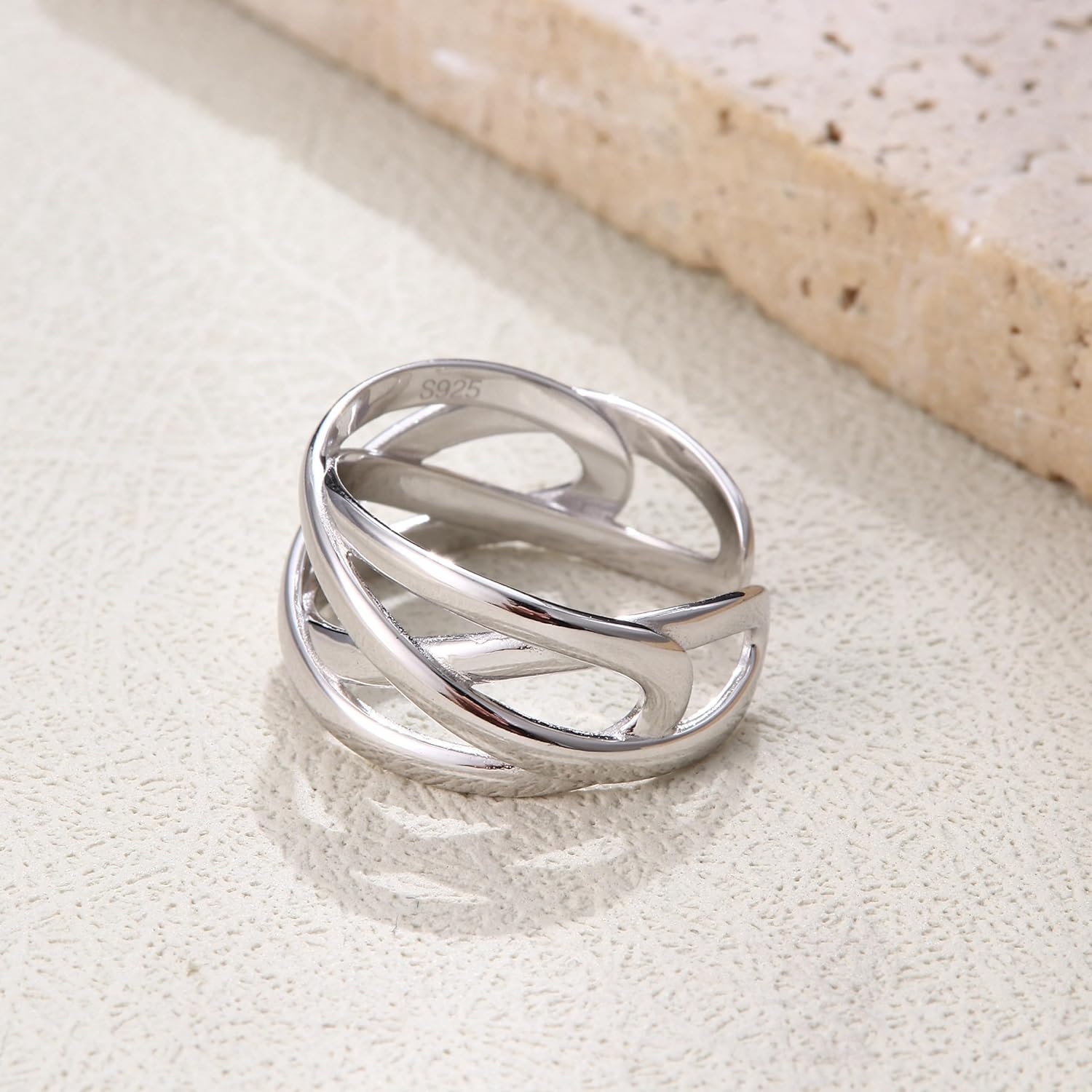 925 Sterling Silver Celtic Knot Rings Open Knuckle Rings for Women Adjustable Thumb Finger Rings Minimalist Cross Line Band Rings - Image 6