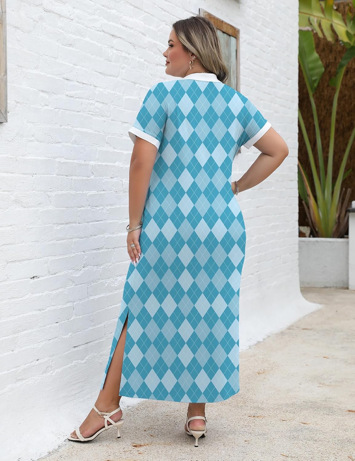 LOMON Women's Casual Vacation Dresses Striped Maxi Cruise Outfits Pocket Long Dress Summer Short Sleeve Split Dresses - Image 4