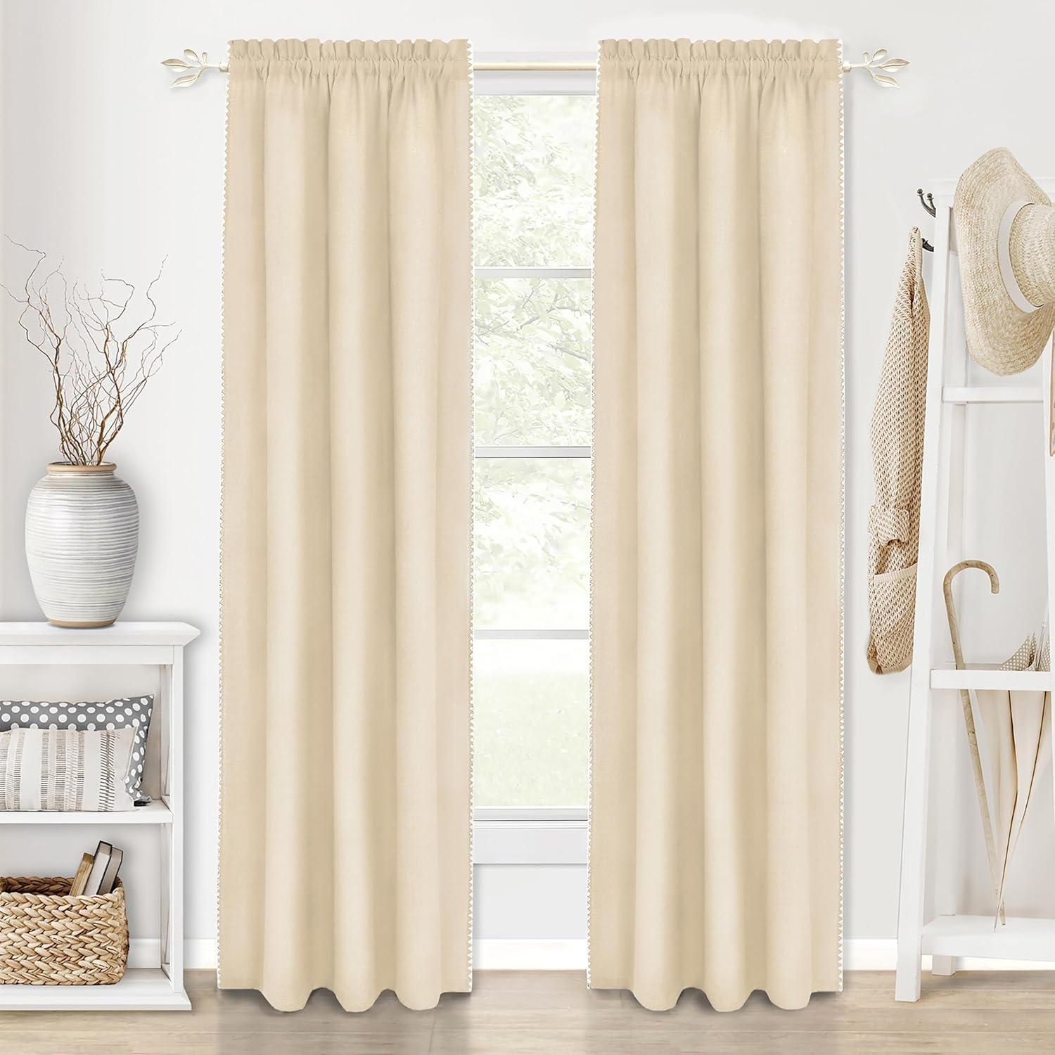 Metallo Atrium Cream/Gold Decorative Rod & Finial 28-48 Inch