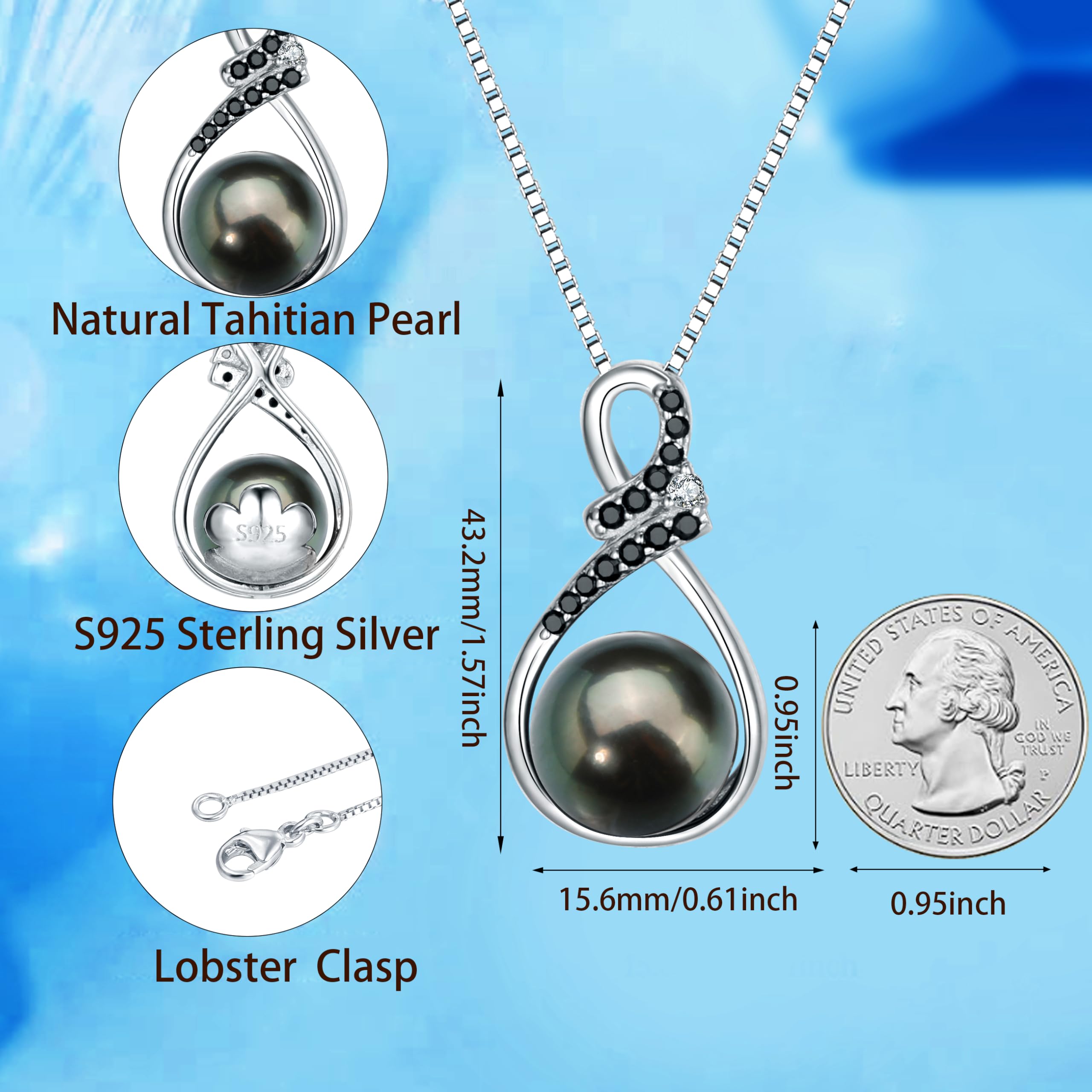 Regalos para mujer, esposa, collar de perlas negras tahitianas, regalo para esposa, boda, cumpleaños, aniversario, joyería, día de la madre, regalos para mamá, Navidad, día de San Valentín