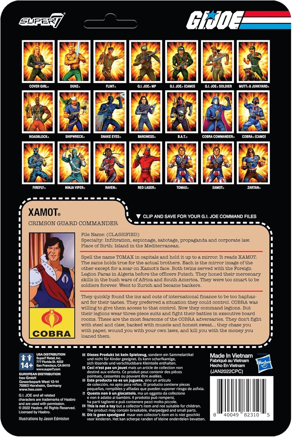 Super7 G.I. Joe Xamot - 3.75" G.I. Joe Action Figure with Accessory Classic Cartoon Collectibles and Retro Toys