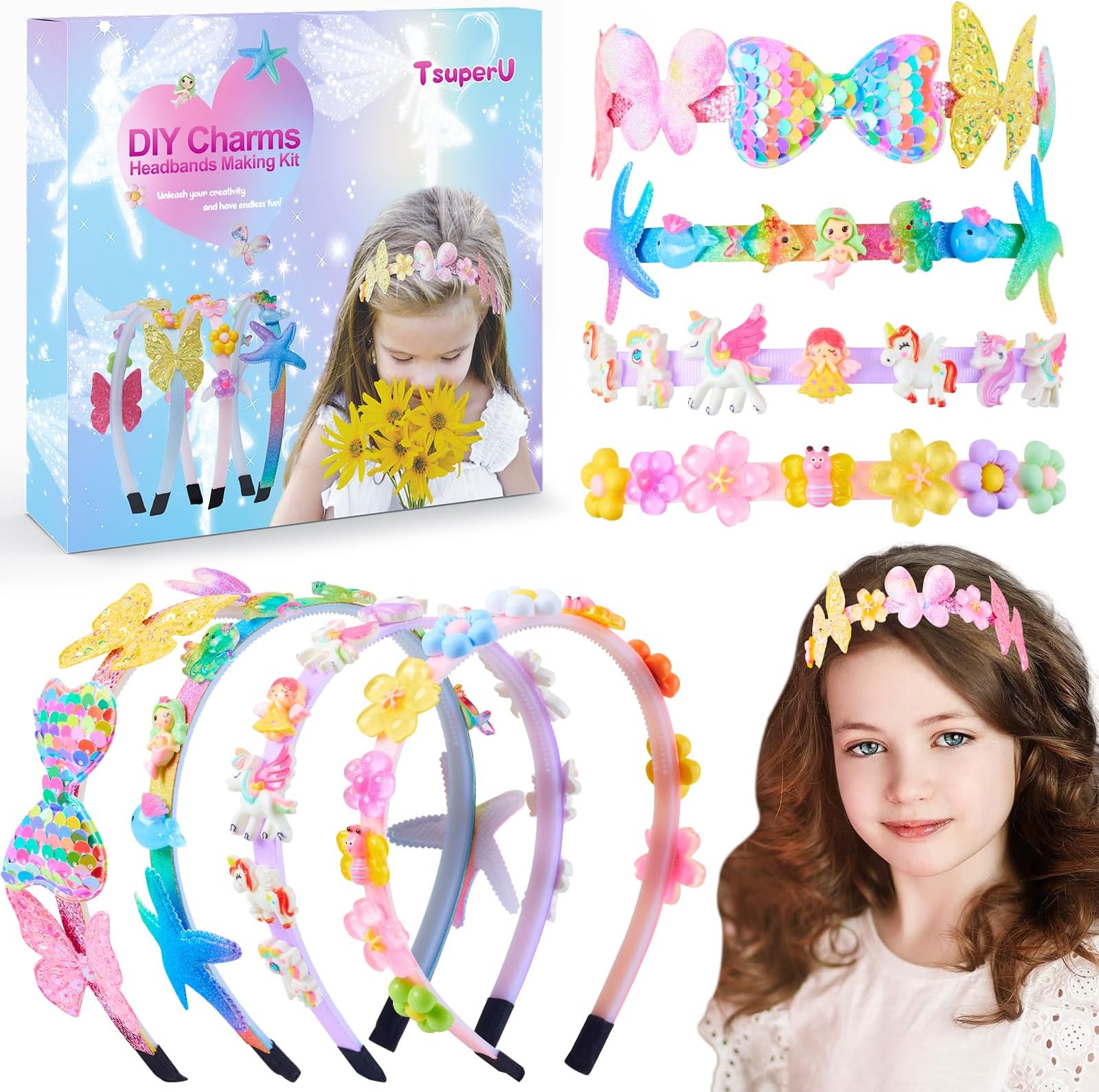 TsuperUGirls Gifts Craft Set Craft Kits Children's Toy from 6-12 Years Headband Hair Accessories Crafts Girls Unicorn Gifts for Girls Advent Calendar Gift Ideas Christmas Gifts Birthday Gift