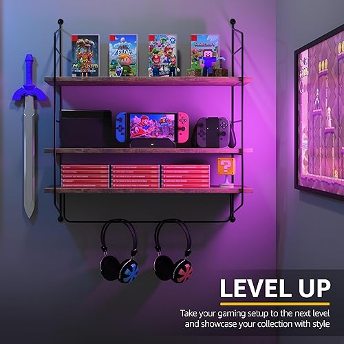 Miniatura 6 de Sorbus Estantes flotantes de baño de 3 niveles para pared, almacenamiento de pared de madera para toallas, armario de almacenamiento sobre el