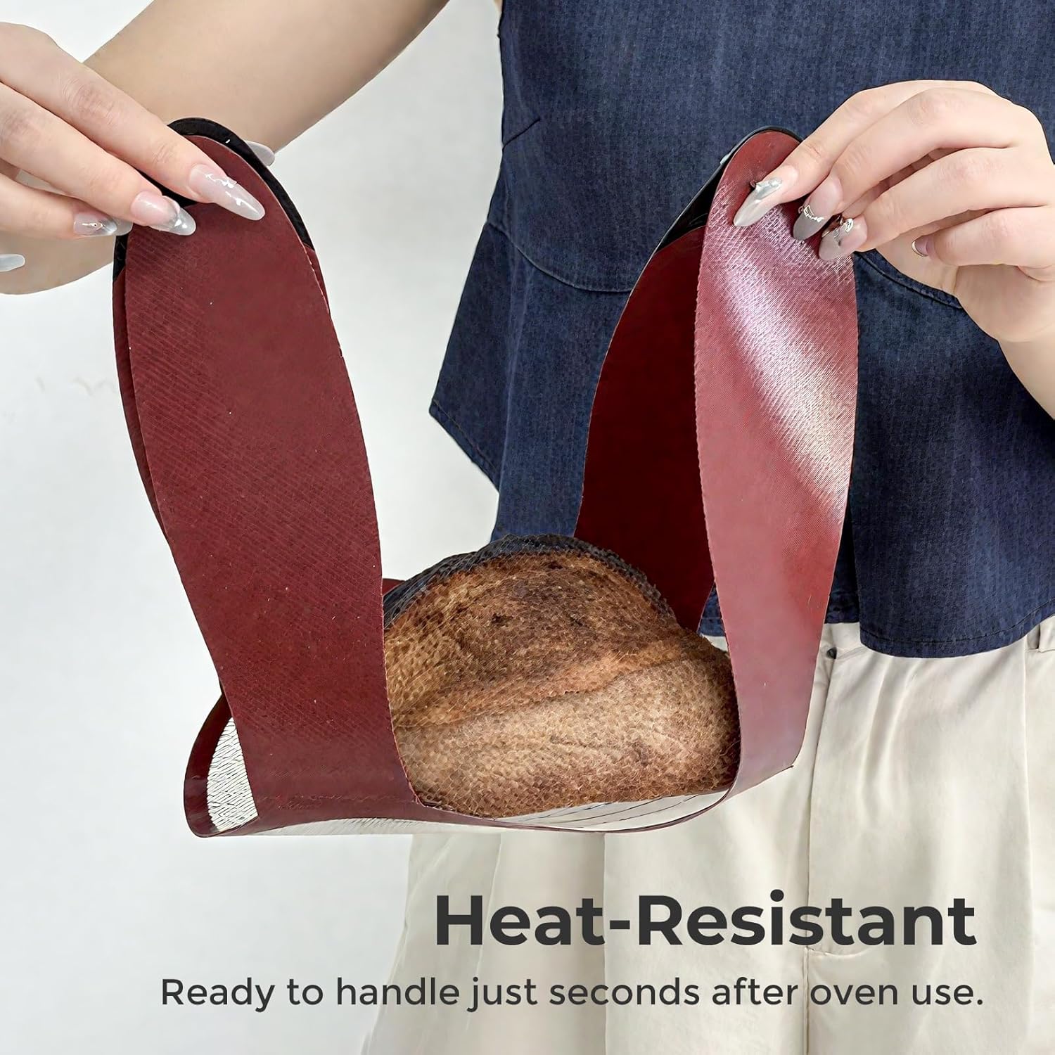 4-Handle Silicone Bread Sling for Round Sourdough Bread – 2-Pack Non-Stick Heat-Resistant Dutch Oven Liners, Reusable Baking Mat & Parchment Paper Alternative - Image 8