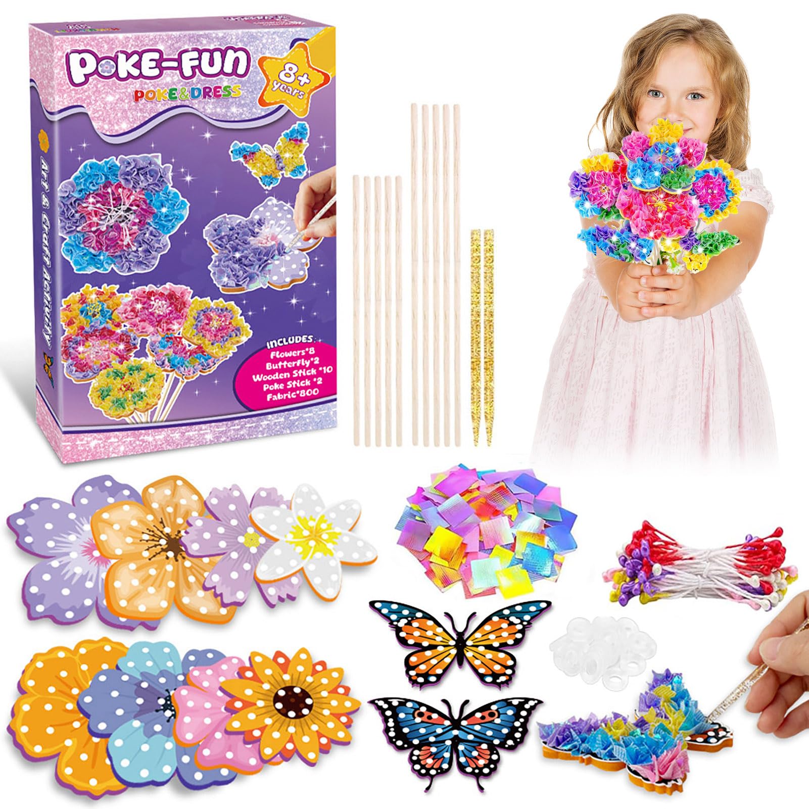 BEZHGOC Poke in Art Flower Arts and Craft Kits for Kids, Gifts for 4 5 6 7 8 Year Old Girls, Creative Educational Toys Craft Activity Party Favors Supplies for Girls and Boys Age 4-12
