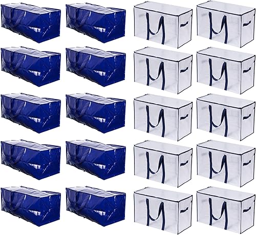VENO Paquete de 20 unidades de mudanza de alta resistencia (paquete de 10 bolsas de mudanza extragrandes con correas de mochila + paquete de 10