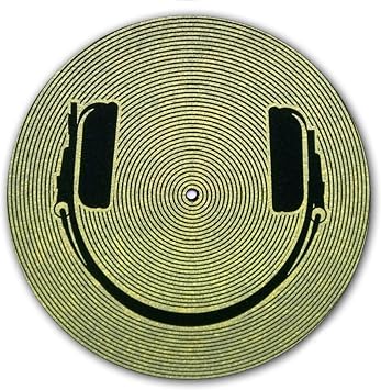 DJ Smiley Headphones #1 Scratch Pad Vinyl Memorabilia 7" inch Slip Mat Portablism Turntable Slipmat DJ Platter Pad x1
