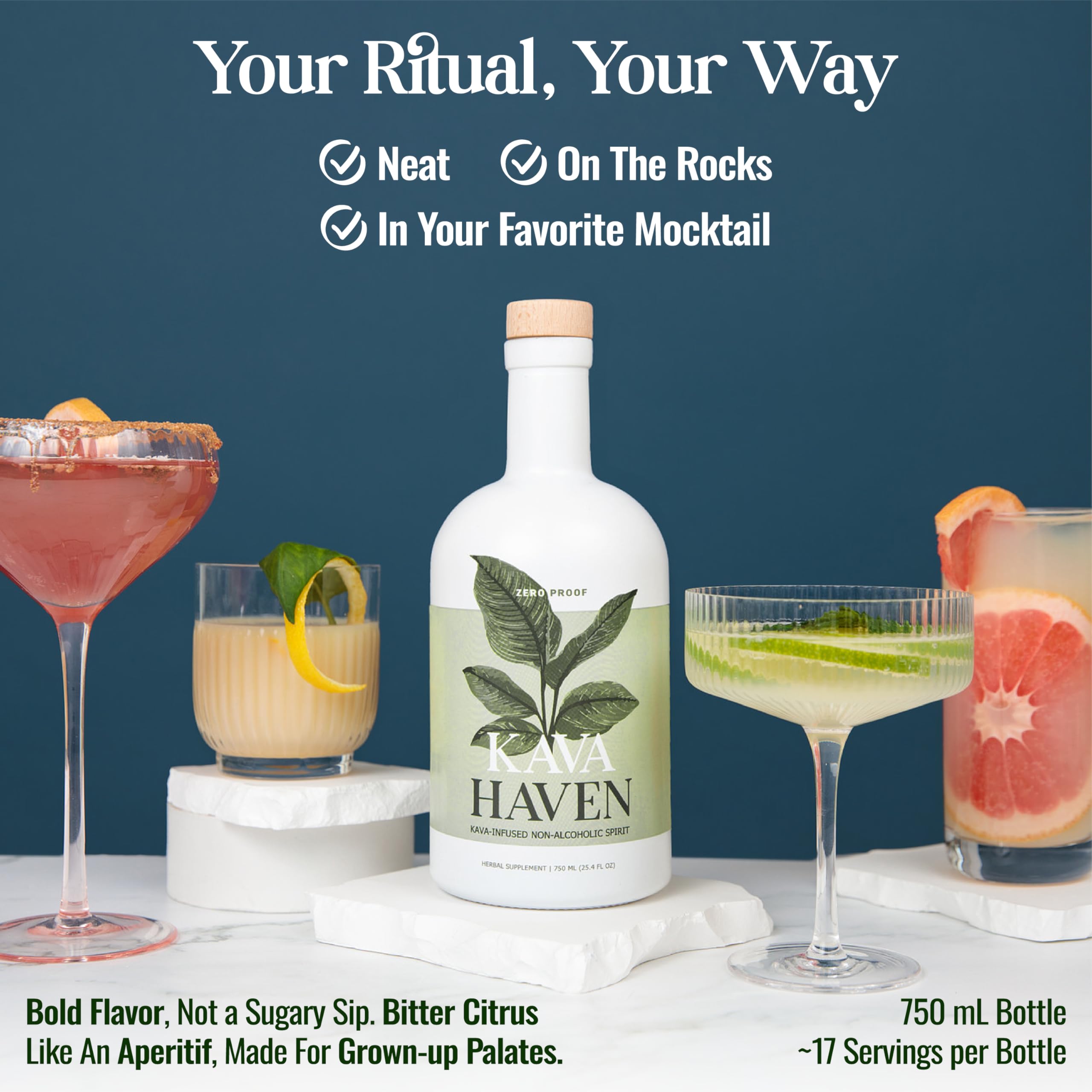 Kava Haven Non Alcoholic Spirit, 750mL Bottle | Kava Kava Drink | Non Alcohol Alternative Spirit for Mixed Drink Recipes | Low Calorie | All Natural | - Lemon Ginger Flavor (17 Servings) — Amazon image 6