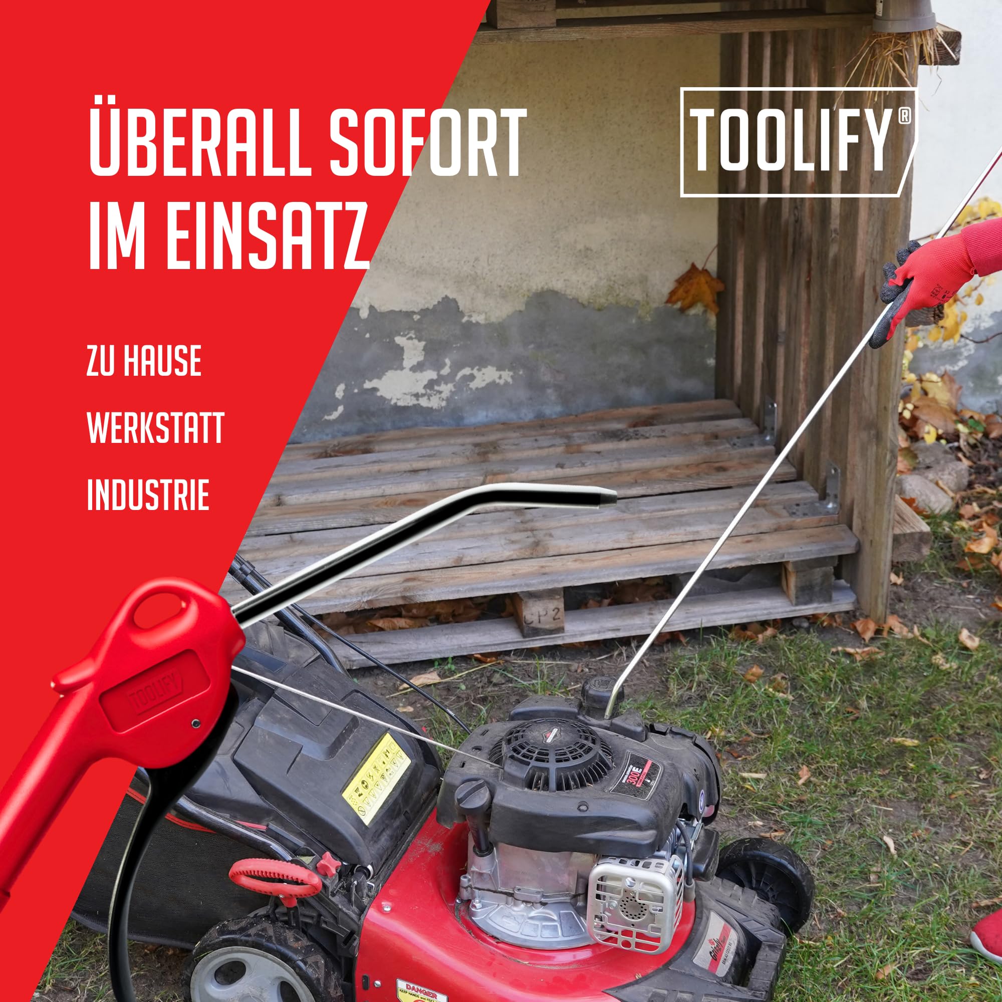 Druckluftpistole lang 1000 mm | max 16 bar | lange Ausblaspistole mit Edelstahlrohr, Schutzkappe, Druckluftnippel, bruchfestes POM Gehäuse | hohe Luftmenge für Profi-Reinigungen