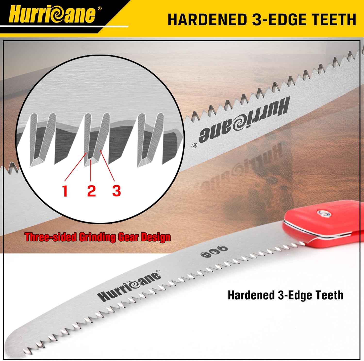 HURRICANE 10" Folding Hand Saw, SK5 Steel Blade with Triple-Cut Razor Teeth – Portable Foldable Pruning Saw for Tree Trimming, Camping, Bushcraft & Gardening, Non-Slip Ergonomic Handle