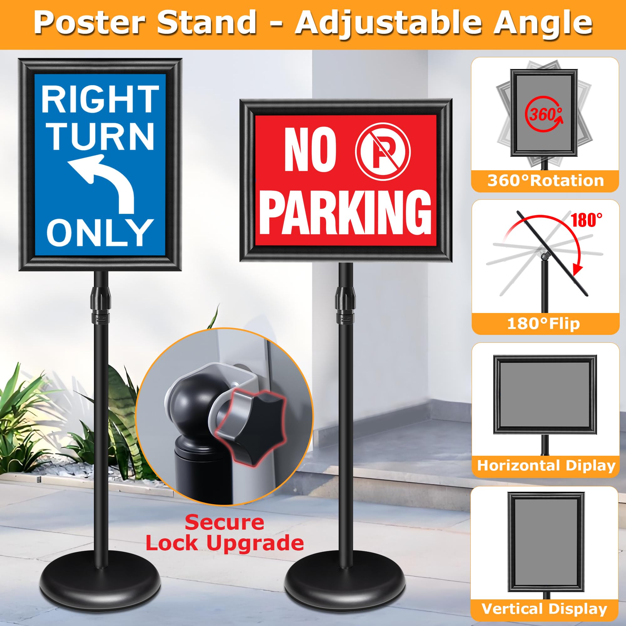 Soporte para Carteles A3 Aluminio Ajustable Giratorio 360° Soporte de Información Publicitario,Atril Expositor Menú Display Póster Oficina Restaurante Tienda Negro