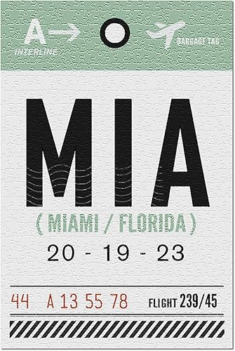 Miniatura 2 de Miami Florida MIA Luggage Tag 19x27 inches Premium 500 Piece Jigsaw Puzzle for Adults and Family Made in USA
