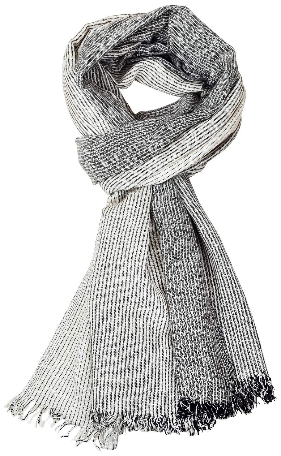 Men's and Women's Fine Cotton Viscose Scarf (Creme and Black, 55x160 cm)-image-46