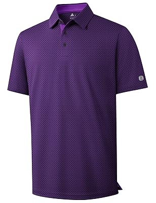 ZITY Mens Golf Shirts Short Sleeve Print Patterns Performance Moisture Wicking Polo Shirt