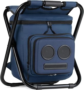 SUPER REAL Backpack Cooler Chair with Speakers. 20-Watt Bluetooth Speakers for Parties/Festivals/Boat/Beach/Camping. Works with iPhone & Android.