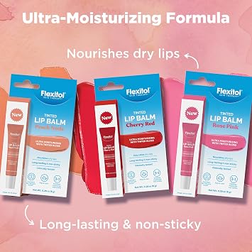 Flexitol Tinted Lip Balm, Peach Nude, 2.5% Urea, Moisturizing, Gloss |.28oz