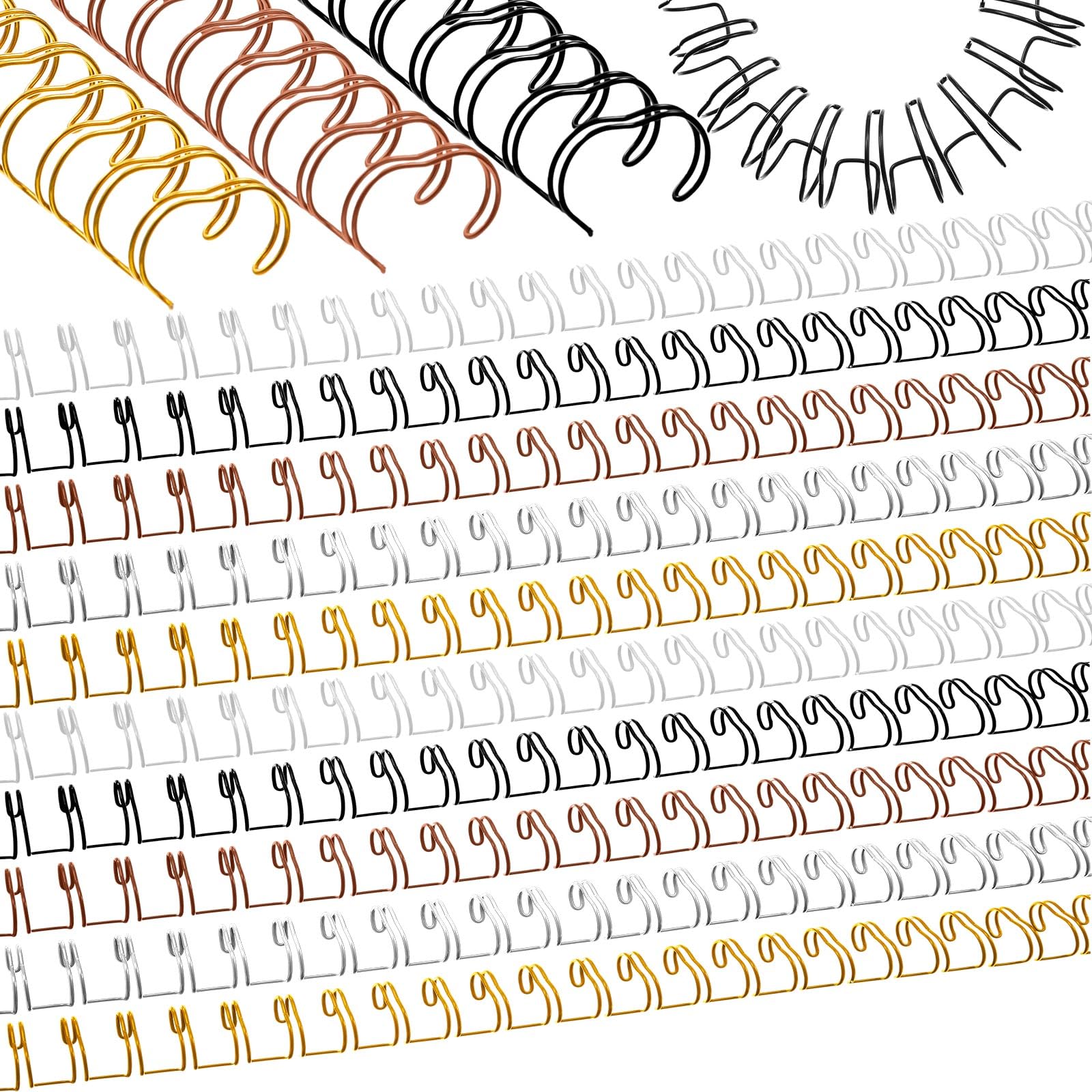 MorningRo 100 Pcs Metal Double Loop Binding Wires 9/16 Bulk Cinch Binding Wires Double Spiral Ring Coil 5 Colors Twin Spines Combs 23 Holes 2: 1 Pitch Cinch Coil Machine Wire