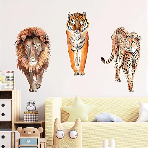 sacinora - Calcomanías de pared con diseño de tigre león y leopardo, calcomanías de pared extraíbles de vinilo extraíble para sala de estar,