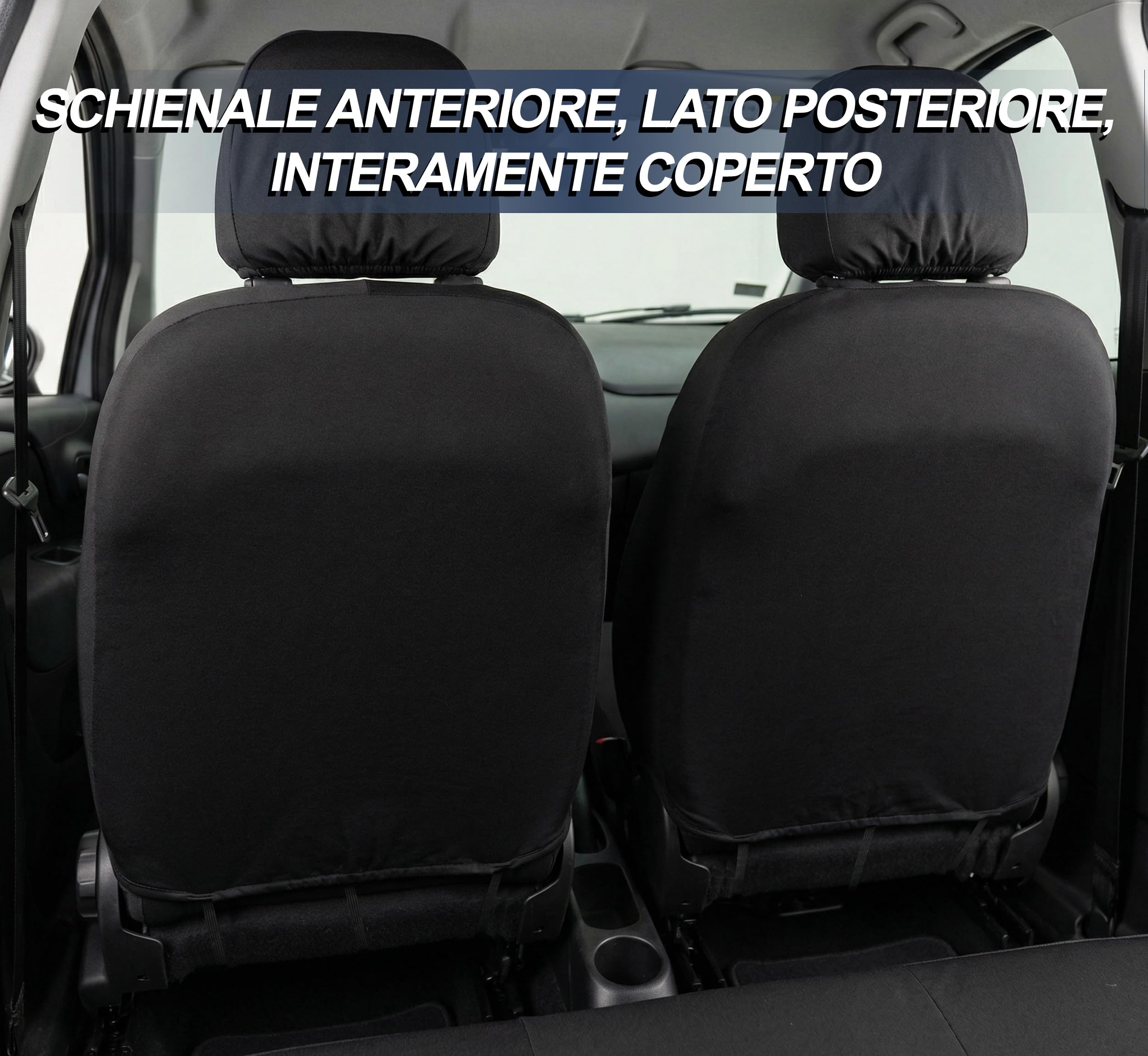 Auto Accessori Lupex Coprisedili Compatibili per Qashqai 2006-2021 J10 J11, Set Anteriori o Completo 12 Pezzi, in Policotone Traspirante (Nero, Set Completo)