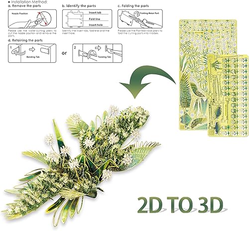 Miniatura 3 de Piececool Rompecabezas de modelo de metal 3D para adultos, kits de construcción de grúas de deseos de diente de león, rompecabezas de rompecabezas