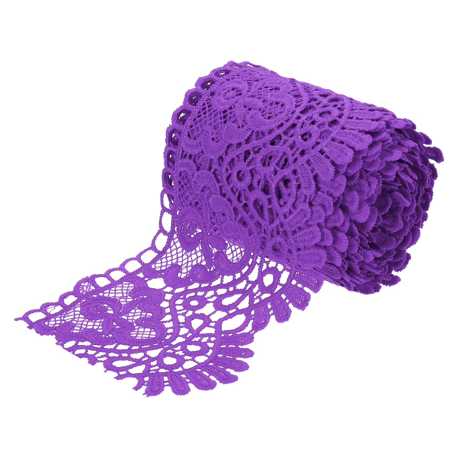 sourcing map 4 Inch Wide 5 Yard Lace Ribbon Floral Pattern Purple Lace Trim Ribbon for Sewing Making DIY Crafts Gift Wrapping Wedding Decor — image 1