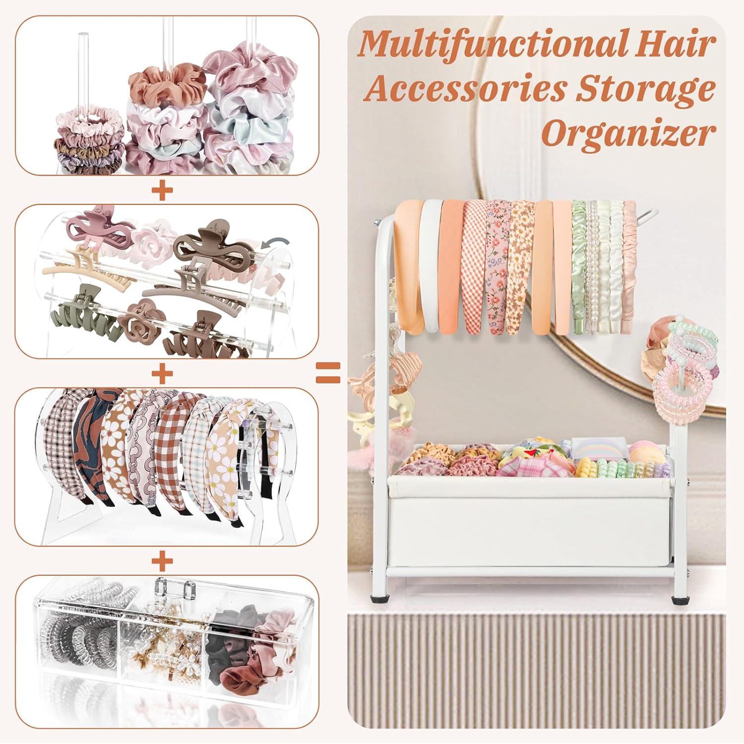 Keebofly Headband Holder Stand - Versatile Organizer for Scrunchies, Bows & Claw Clips - Compact Hair Accessories Storage for Girls, Women, Babies