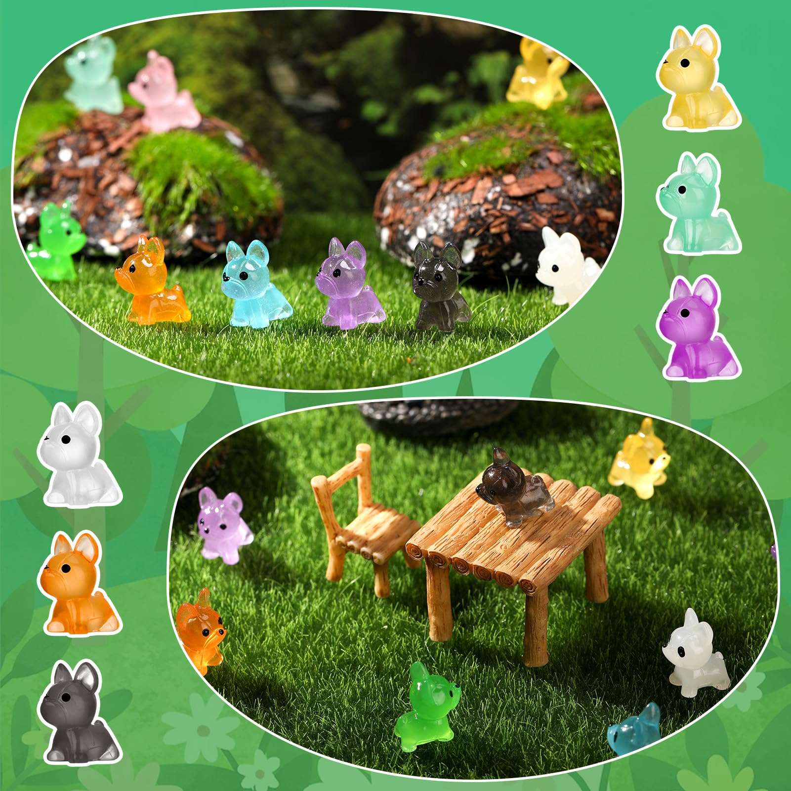60 Stück Leuchtende Mini-Hundefiguren Aus Kunstharz – Für Deko, Kuchen & DIY