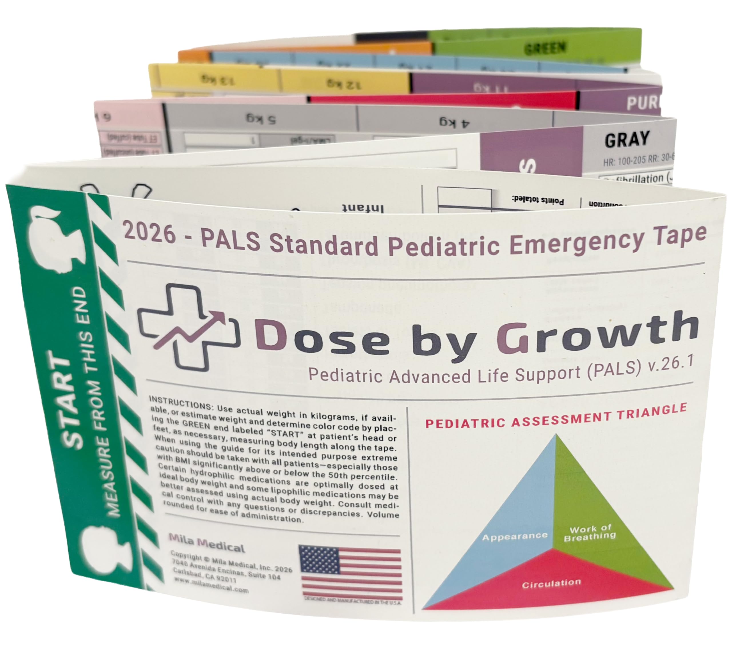 2026 Updated PALS Pediatric Advanced Life Support Emergency Length-Based Tape with Broselow Compatible Color Zones Designed for Paramedics, Nurses & EMS Providers