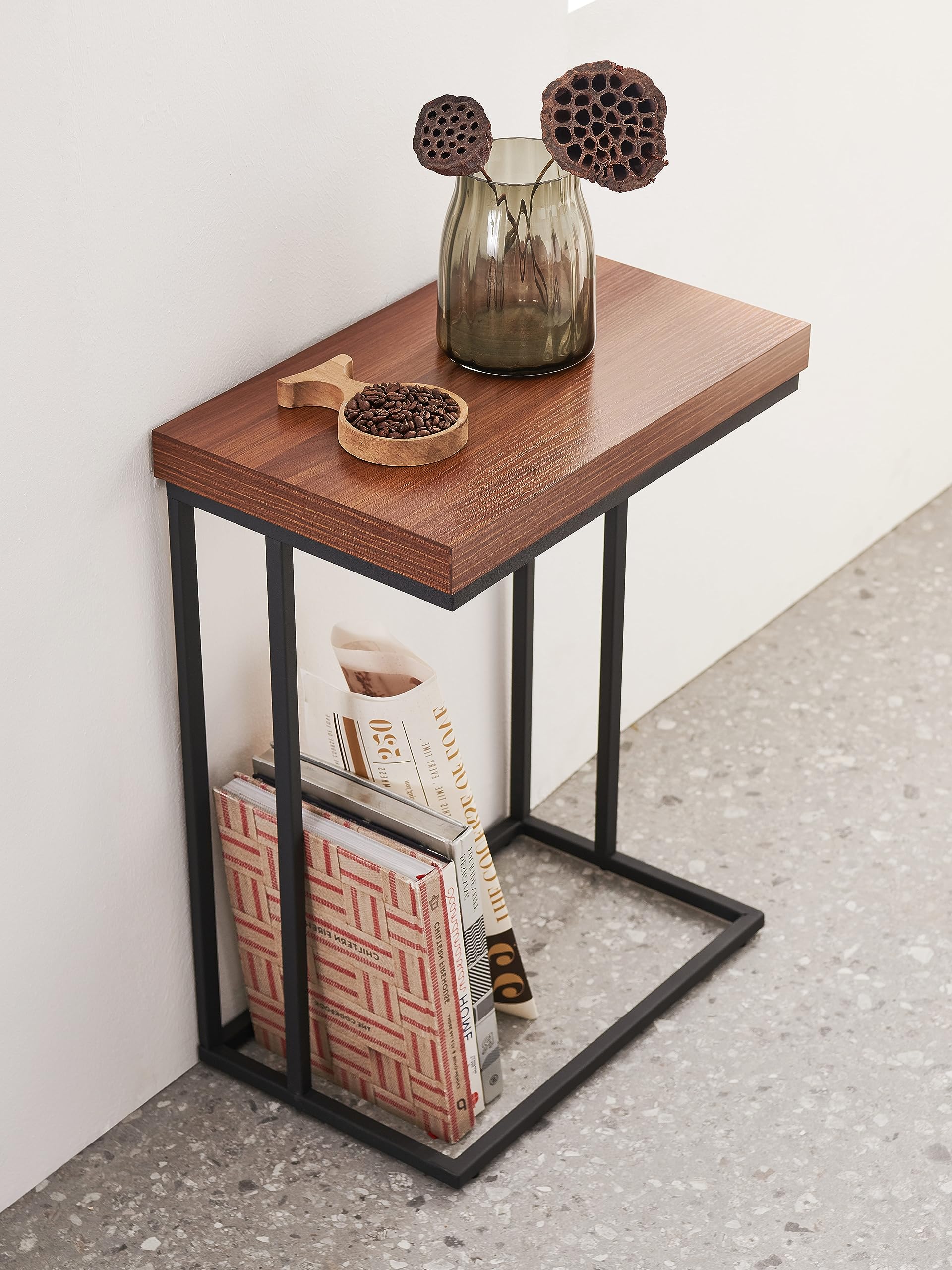 Photo 1 of AGV Pins Coffee Table, 1 Layer Wooden Coffee Table for Living Room, Walnut Brown Shelf & Matte Black Frame…