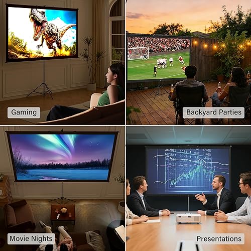 Miniatura 6 de Pantalla de proyector portátil con soporte de trípode, pantalla de cine para interiores y exteriores, pantalla de proyección de 80 pulgadas,