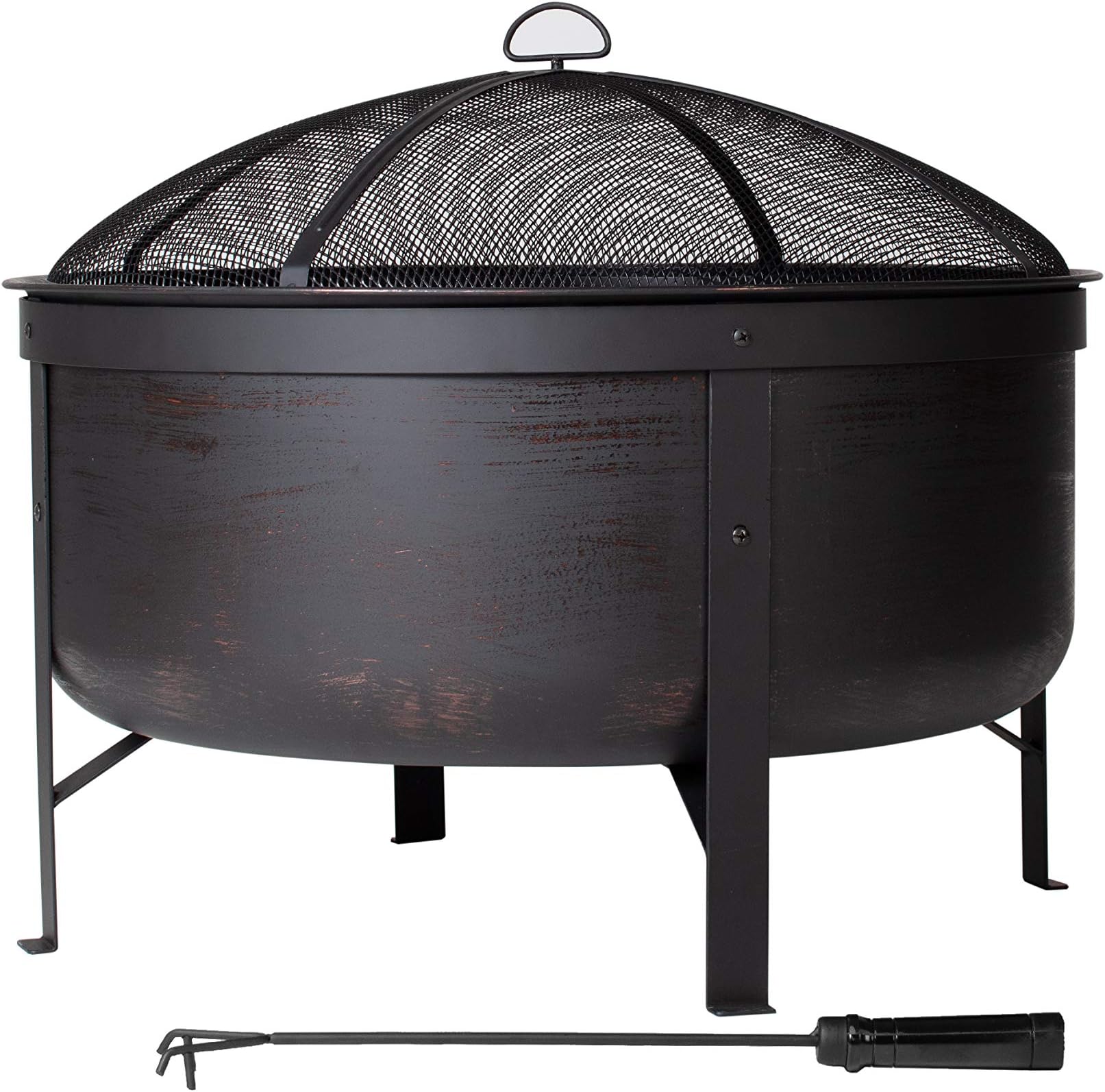 Amazon Basics Deep Bowl Round Fire Pit - 30-Inch, Brushed Copper