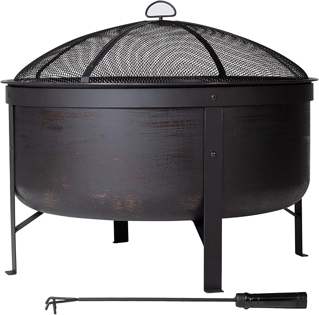 Amazon Basics Round Fire Pit - 30-Inch, Brushed Copper