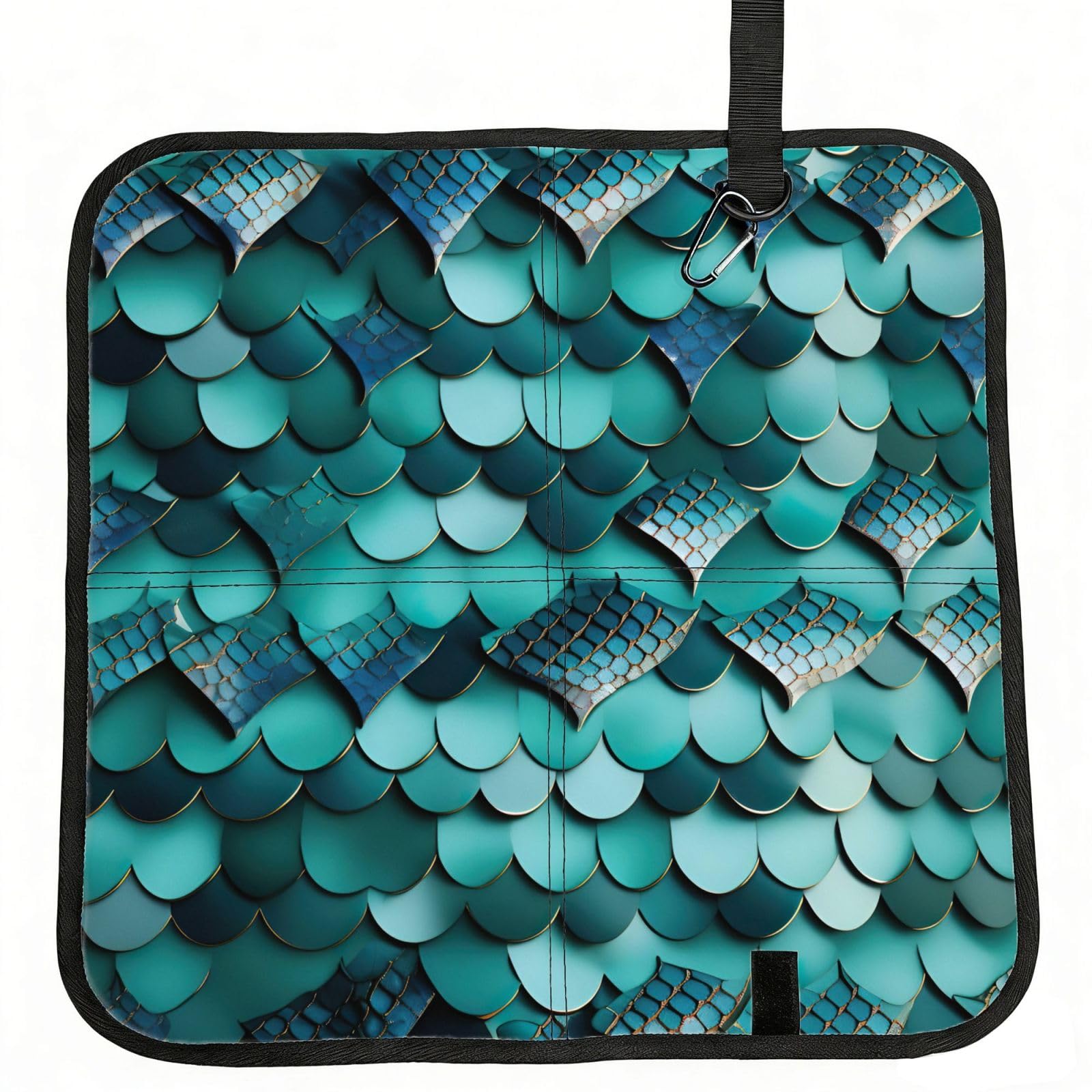 AYYQWE Mermaid Fish Scale Print Print Foldable Seat Cushion Portable Chair Pad Office Commuting Picnic Camping Outdoor