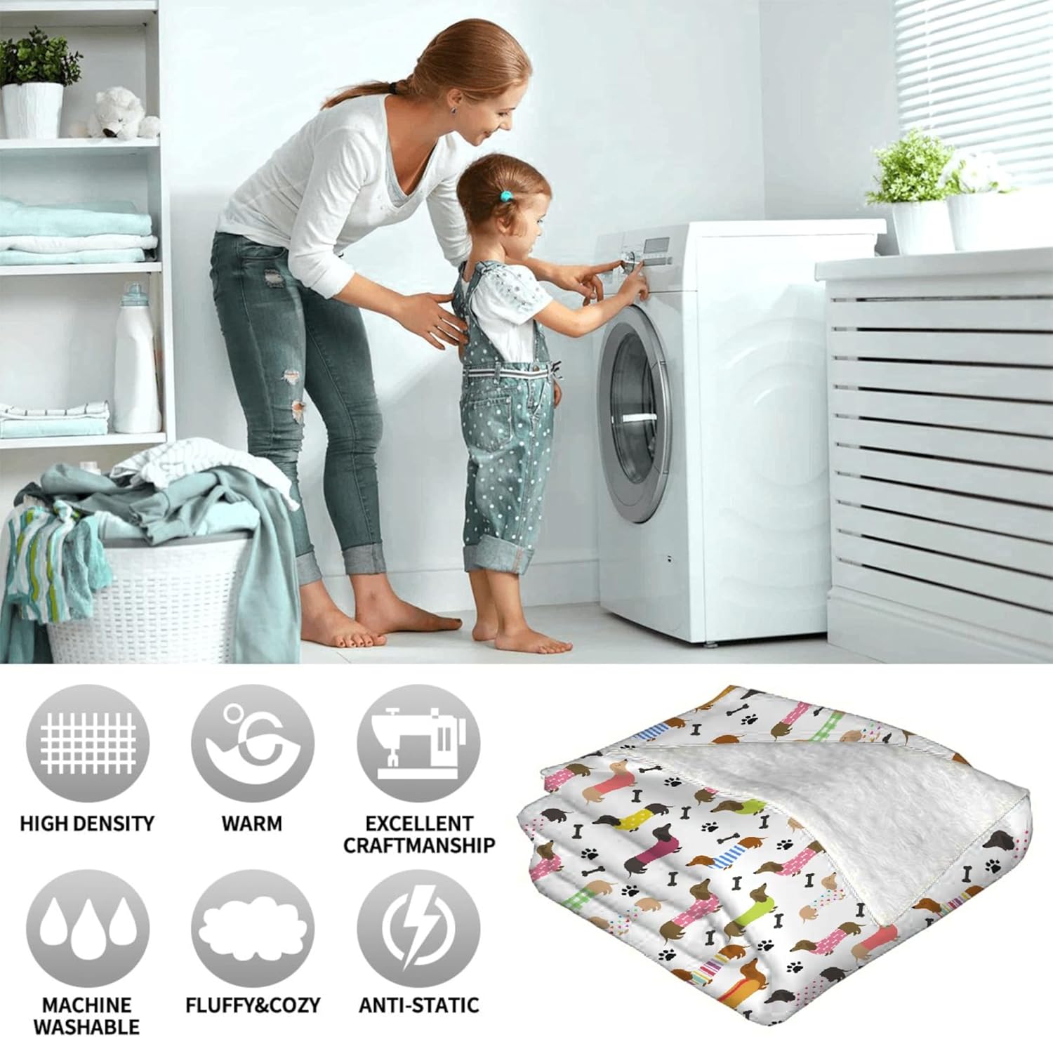 Dachshund Blanket is Super Soft and Warm, I Love Dachshunds Soft Flannel Throw Cozy Wiener Dog Blankets The Lightweight Flannel Blanket is for All-Season Use 60"x50"for Teen