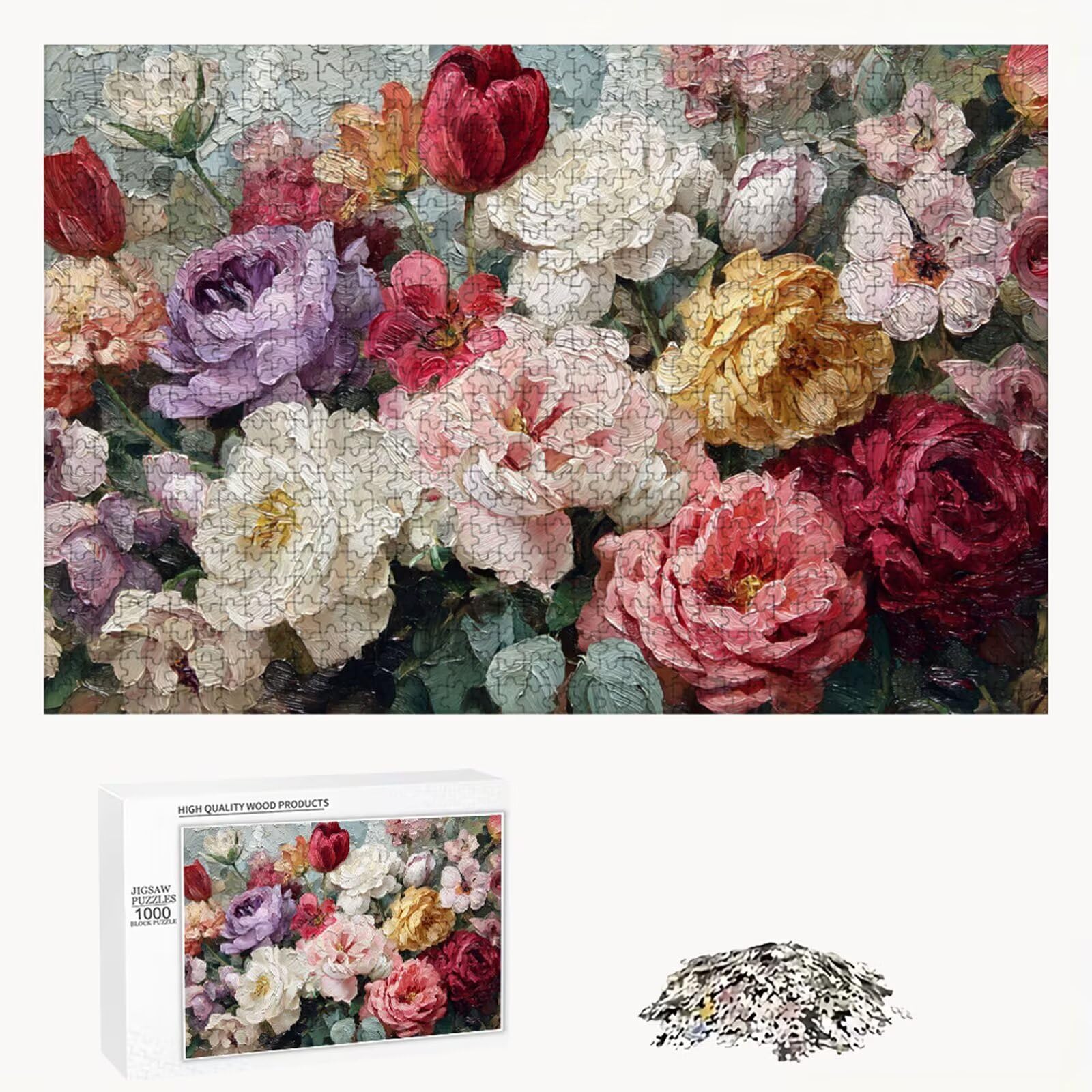 Puzzle 1500 Piezas Adultos Vistoso & Flor, Rompecabezas con Letras Traseras y Póster, Pasatiempo Antiestrés, Decoración de Pared, Regalo Decorar Mujer Hombre 87 x 57 cm (14 Años +) P3#197