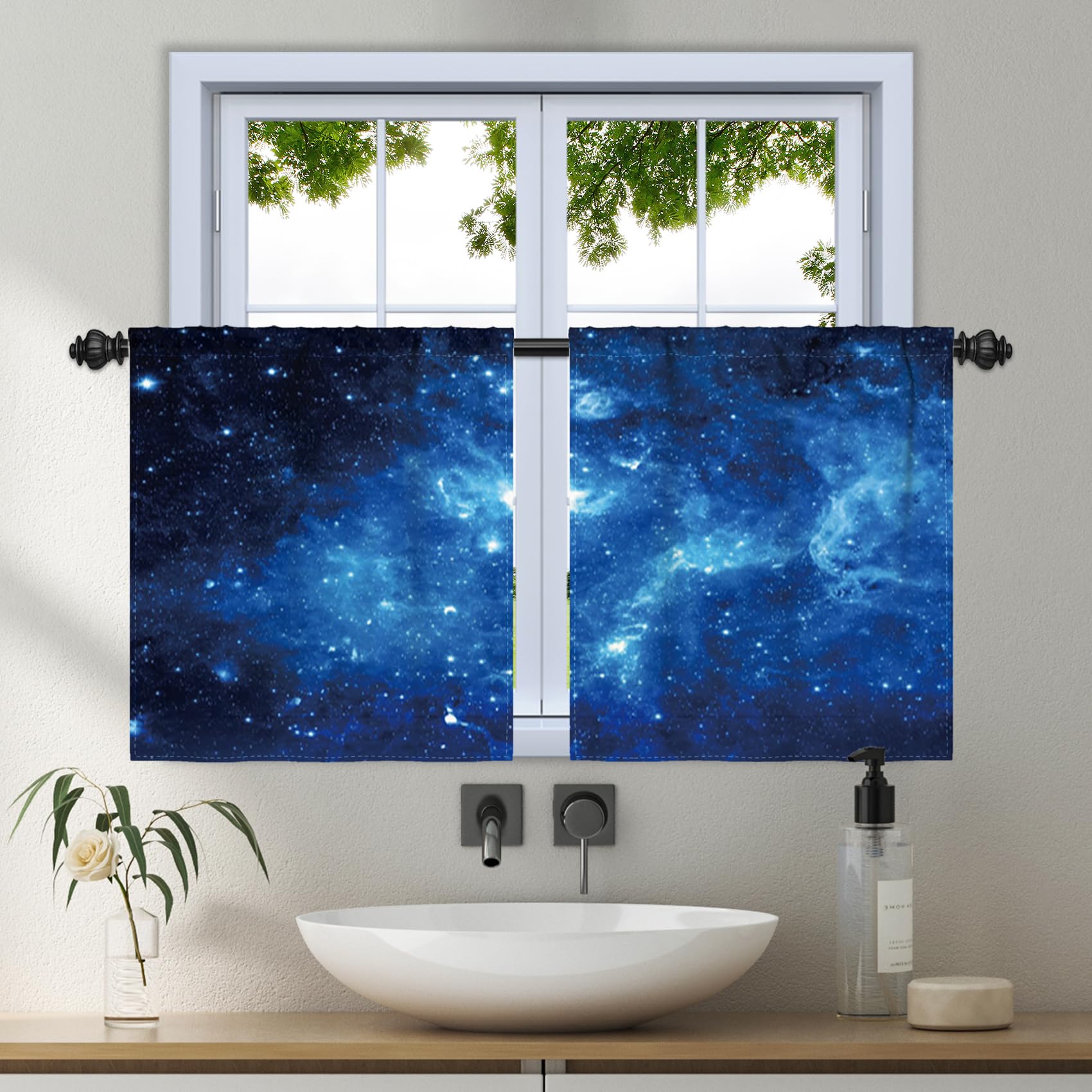 Rideaux courts galaxie Renaiss lot de 2 de 66x91.4 cm pour petite fenêtre